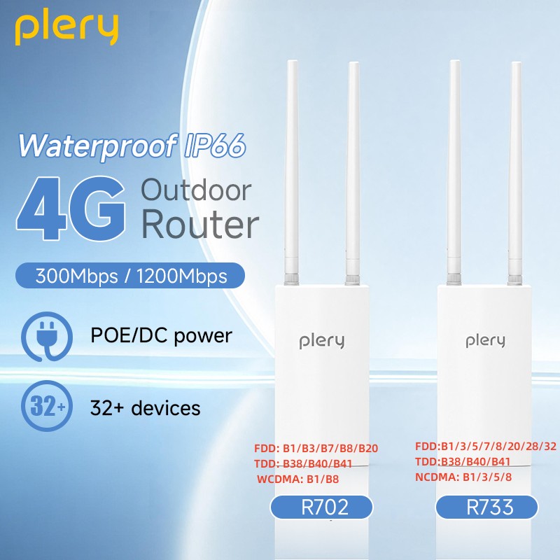 4G Lte Router Outdoor Waterproof - Roteador 4G LTE Externo Plery 300Mbps+1200Mbps,